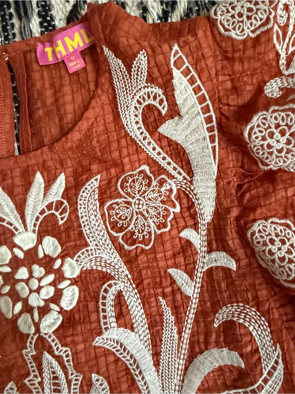 THML Anima Rust Ruffle Sleeve Embroidered Top from Avara - Picture 4 of 6